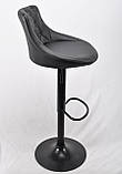 Барний стілець FORO + Button ЕК Форум з гудзиками, чорний кожзам на чорному металі, фото 2