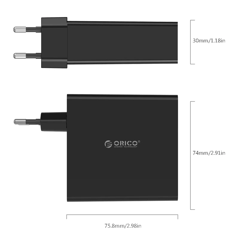 Зарядное устройство на 4 USB-A порта Orico DCW-4U-EU 30W Black - фото 2 - id-p1428205273