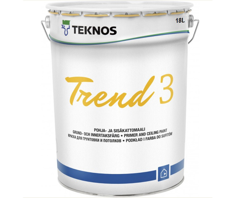 Краска акрилатная TEKNOS TREND 3 для потолков белая (база 1) 18л - фото 2 - id-p1428210534