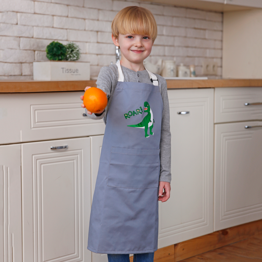 Фартух дитячий Динозавр сірий подарунок, фото 1