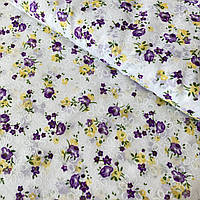 Батист із дрібними фіолетовими та жовтими квіточками