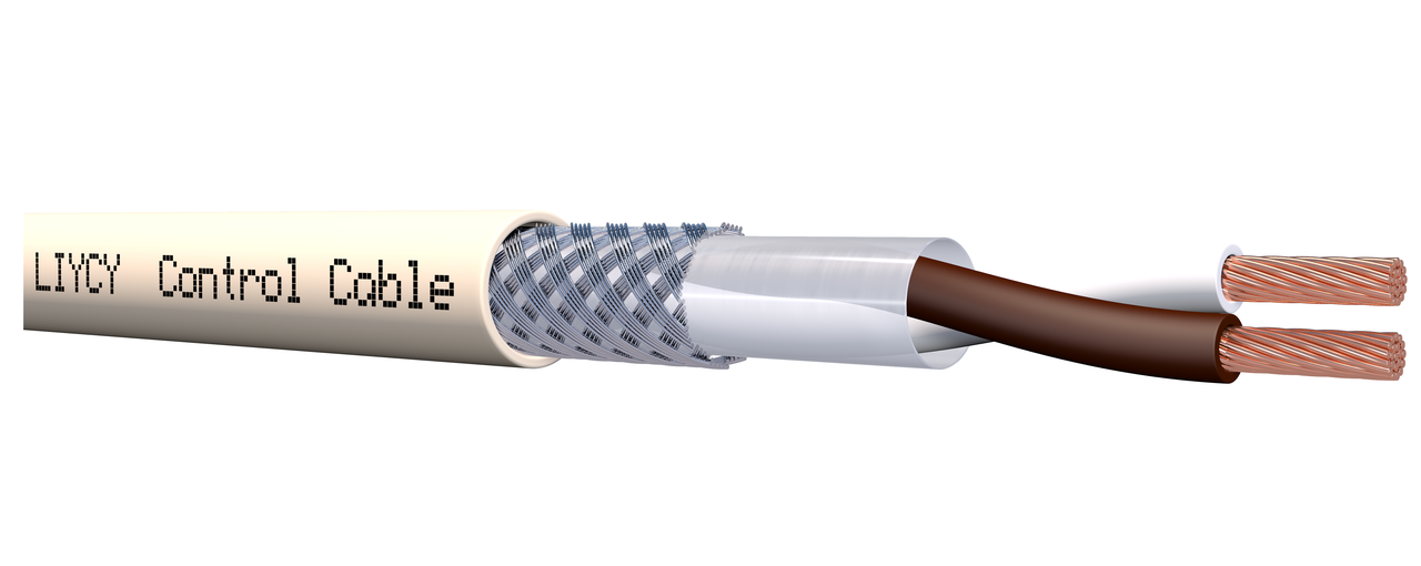 Кабель мідний екранований для передачі даних LiYCY 2х0,25 mm2 LY02502