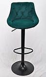 Барний стілець FORO + Button Форо з гудзиками, зелений оксамит на чорному металі, фото 3