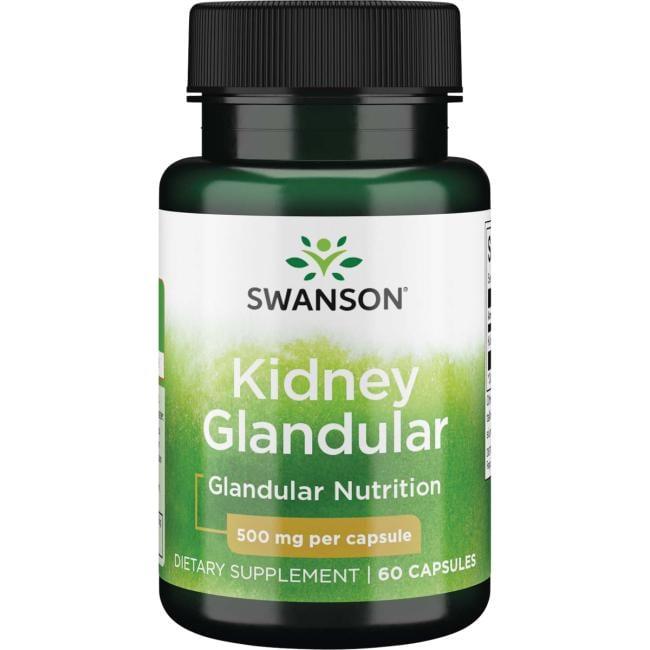Необроблена тканина бичачих нирок, Swanson, Raw Kidney Grandular, 500 мг, 60 капсул