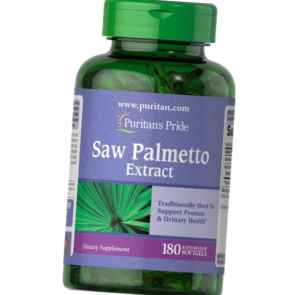 Со пальметто Puritan's Pride Saw Palmetto Екстракт 180 гел капсул екстракт карликової пальми