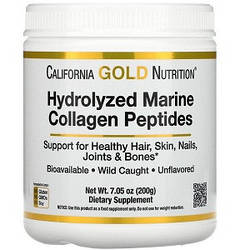 Морський колаген пептид California Gold Nutrition Hydrolyzed Marine Collagen Peptides (200 грам.)