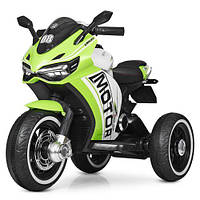 Мотоцикл M 4053L-5 2мотор25W, 2аккум6V5AH, MP3,USB,руч.газа,свет. кол.,кож.сид, зеленый