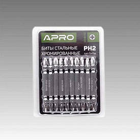 Біта APRO 2-стороння РН2-РН2*65 мм хром, 10 шт./пач.