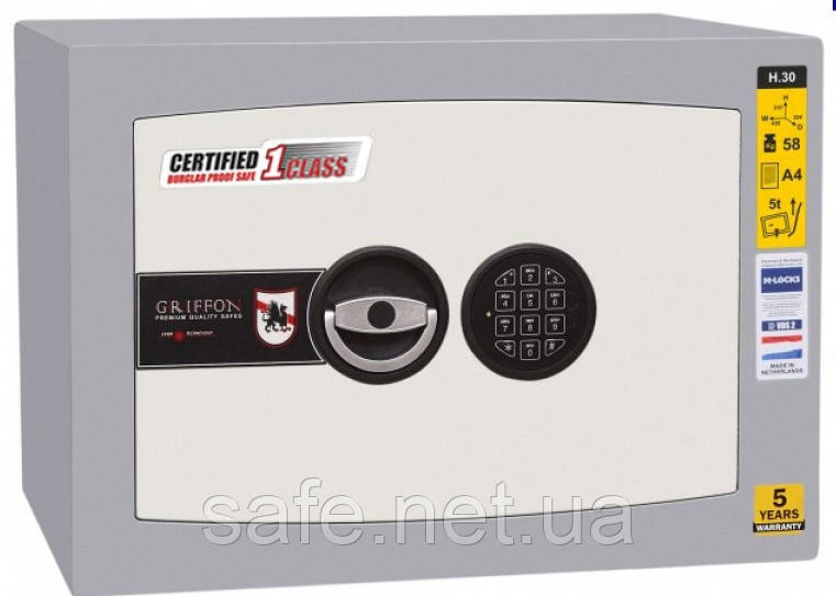 Сейф зламостійкий Griffon H.30.E (ВxШxГ:310x435x324), 1 клас, сейф проти зламу, сейф для грошей, сейф надійний
