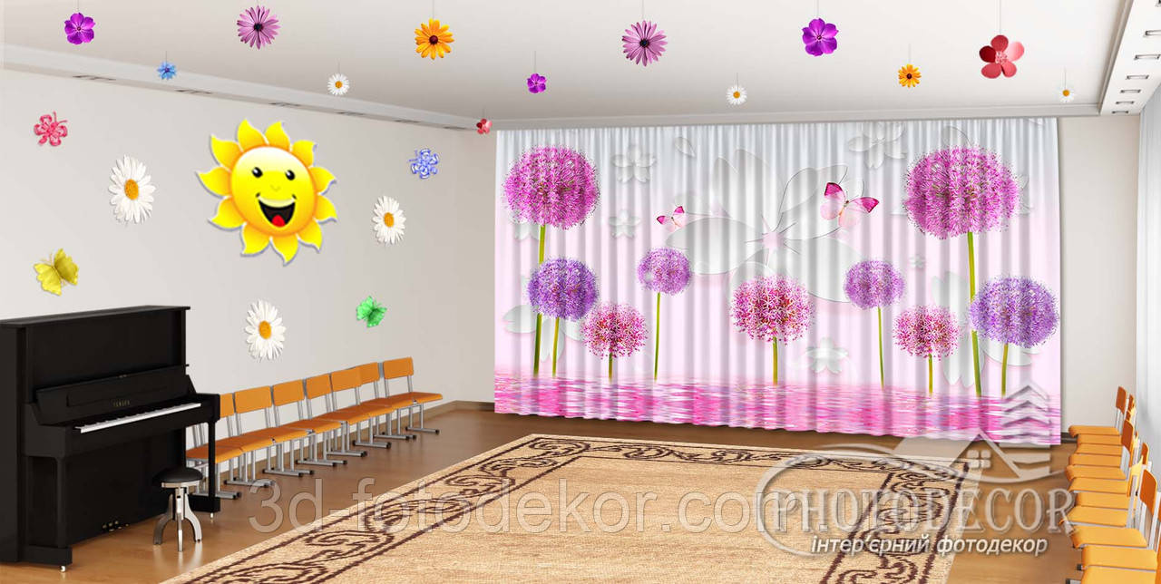 Весняні Фото Штори в дитячий садок "3Д Квіти" - будь-який розмір, фото 1