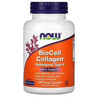 Колаген BioCell гідролізований тип 2, 120 капс для суглобів Now Foods США