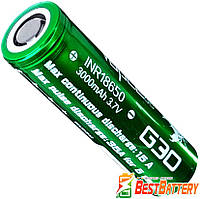 Аккумулятор 18650 VapCell G30 3000 mAh Li-Ion INR, 3.7В, 15А (35A), Green. Без защиты (аналог Samsung 30Q).