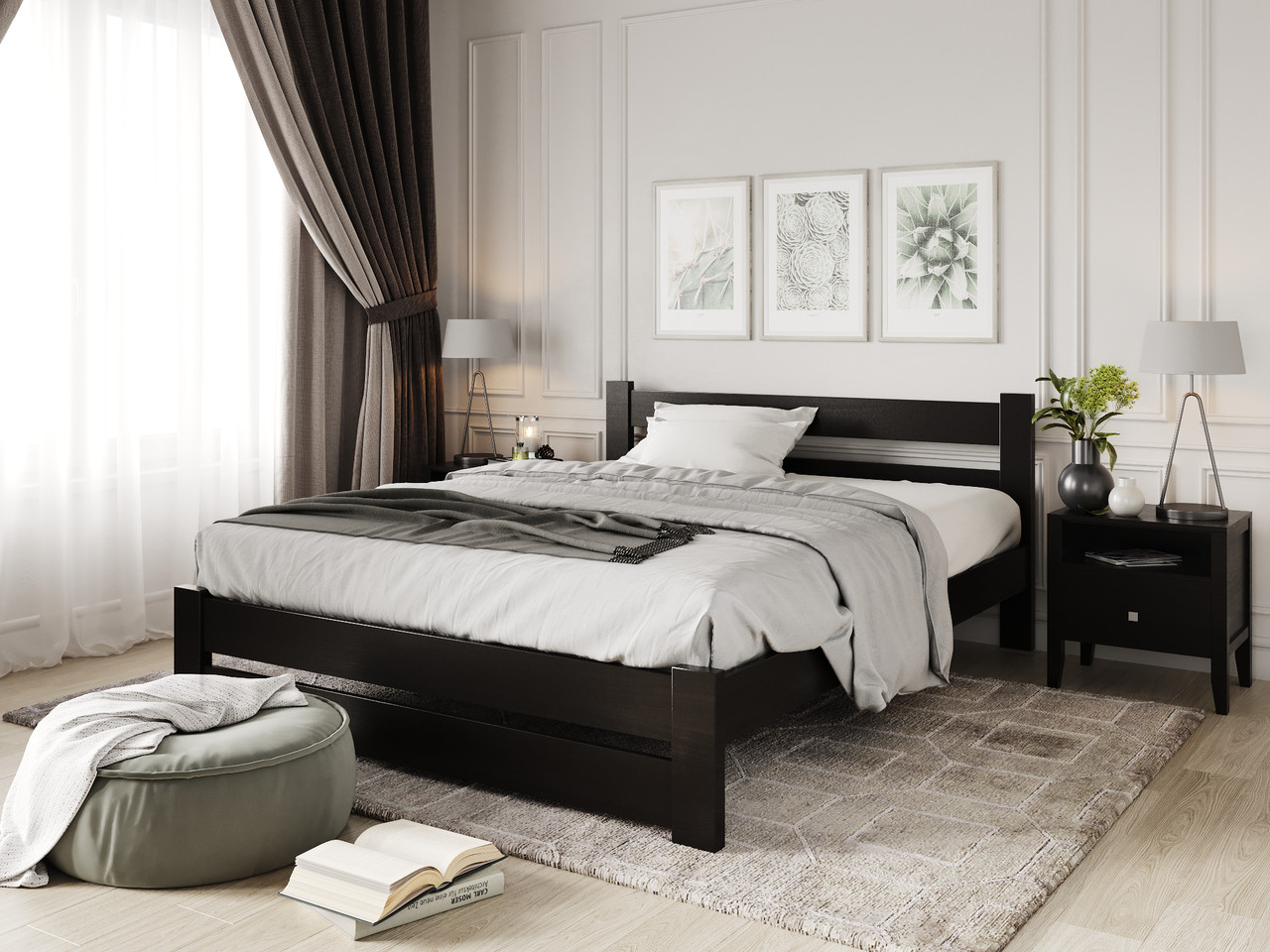 Ліжко дерев'яне Таллін  ArtWood, колір венге 140x200