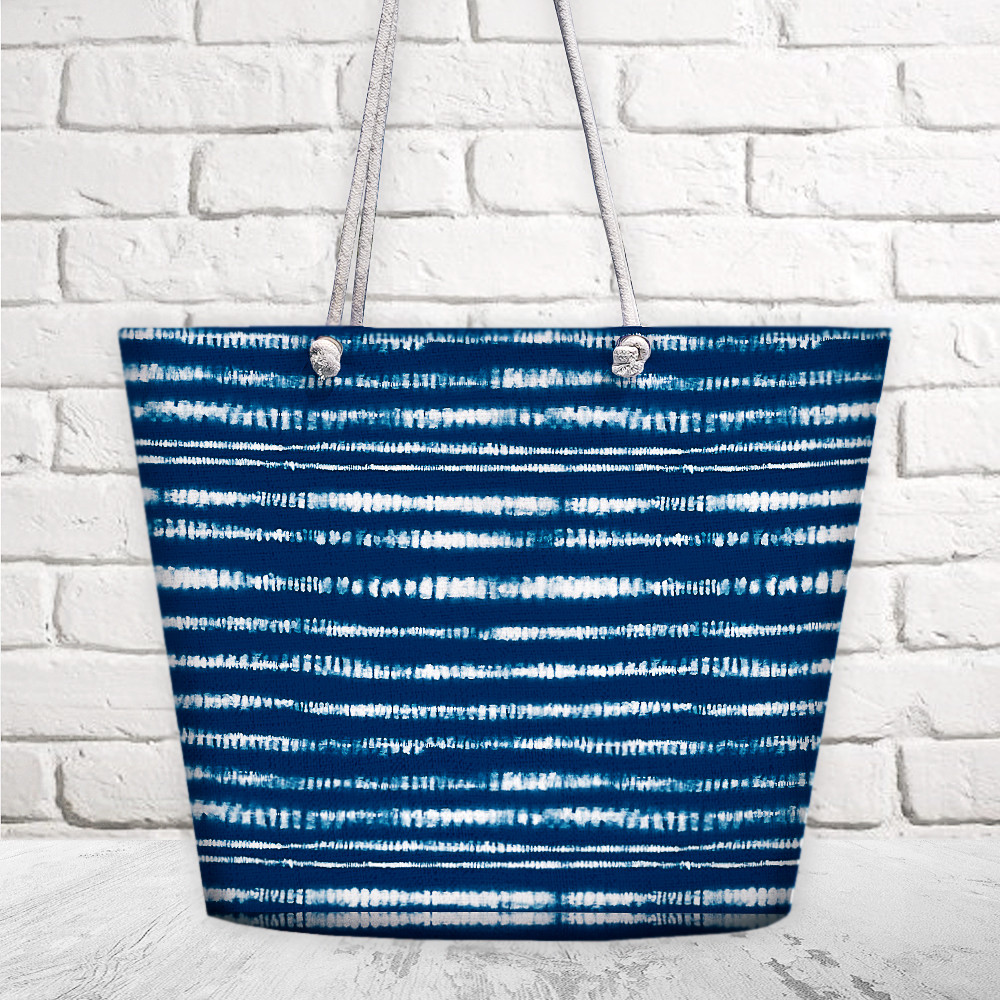 Сумка пляжна Malibu Белые полосы на синем фоне 50х36х15 см (MAL_20J015), фото 1