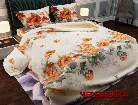 Тканина для постільної білизни Бязь "Gold" Lux GL3842R (50м) кремова з квітковим принтом, фото 1
