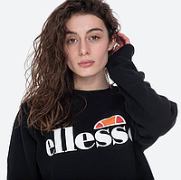 Женский Свитшот Ellesse черный Кофта свитшот Бойфренда с принтом Элис Толстовка без капюшона Эллис