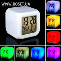 Настольные светящиеся часы Хамеллион 7 LED Color Changing Alarm Clock с будильником