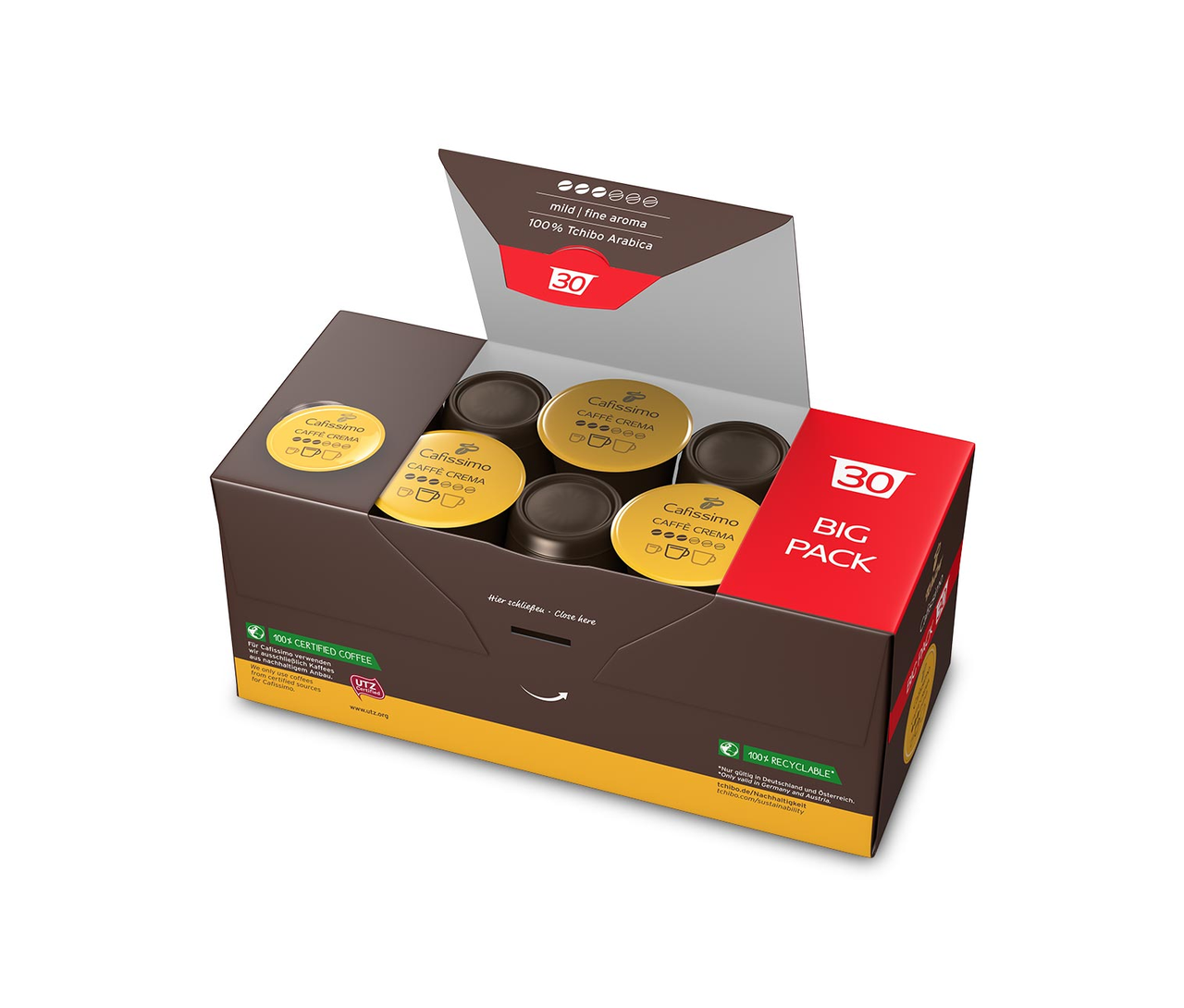 Кава в капсулах Caffitaly Cafissimo Café Crema Mild YELLOW (коробочка 30 капсул)