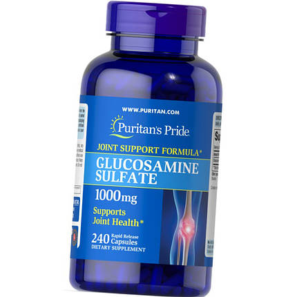 Глюкозамін сульфат Puritan's Pride Glucosamine Sulfate 1000 mg 240 таб Для суглобів і зв'язок, фото 2