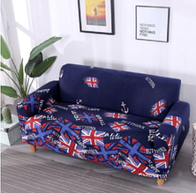 Натяжні чохли на крісла, чохли для крісел без спідниці HomyTex Біфлекс з малюнком Британія синій Різні кольори
