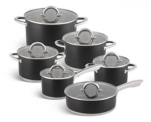Набір каструль із неіржавкої сталі 12 предметів Edenberg EB-4053 з товстим Індукційним дном