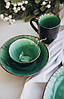 Набір 6 піал керамічних зелених Малахіт 10 см, фото 6