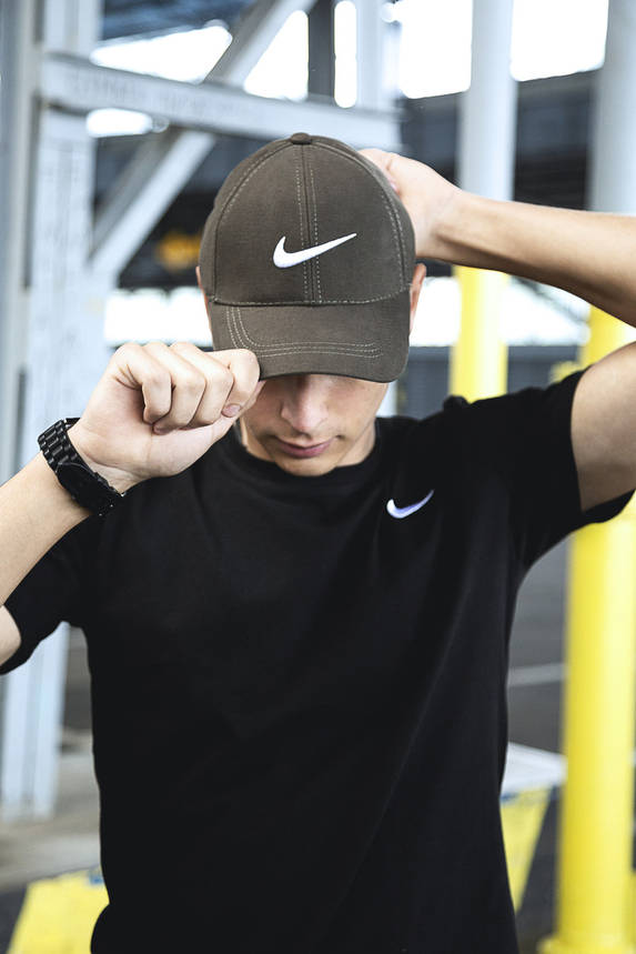Кепка Nike чоловіча | жіноча найк хакі біле лого, фото 2