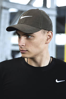 Кепка Nike чоловіча | жіноча найк хакі біле лого, фото 2