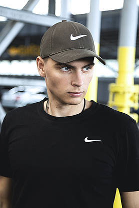 Кепка Nike чоловіча | жіноча найк хакі біле лого, фото 3