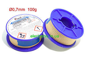 Припій CYNEL Sn60Pb40 із флюсом; 0,7 мм; 100 грам