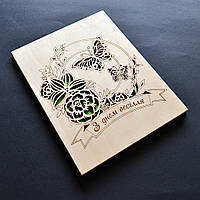 Деревянная открытка на свадьбу, помолвку, годовщину. Яркая свадебная открытка для молодоженов.