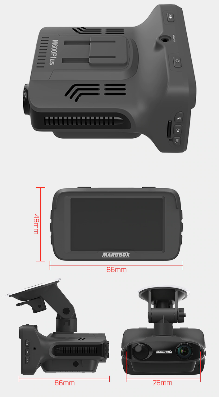 Автомобільний відеореєстратор Marubox M600PLUS з радар-детектором і GPS ...