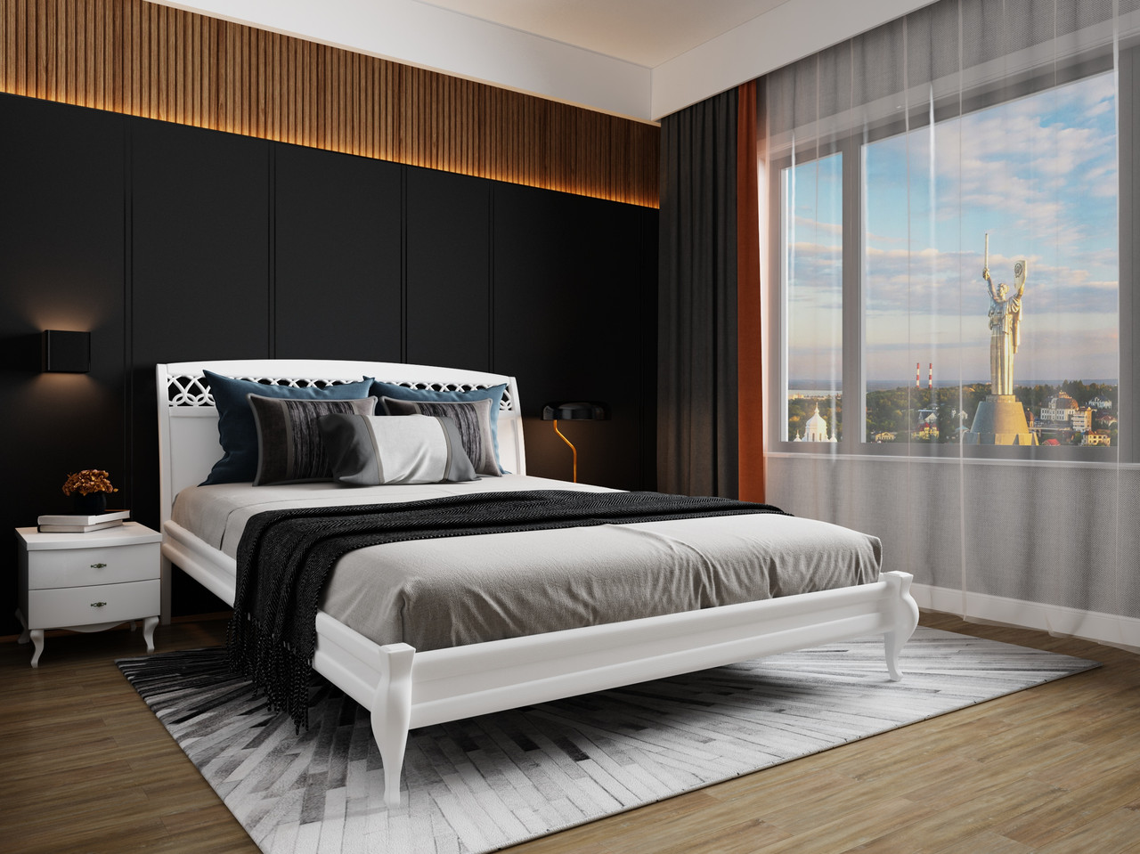 Ліжко дерев'яне Дублін декор  ArtWood, колір білий