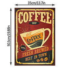 Ретро плакат Coffee Shop RESTEQ із щільного крафтового паперу 50.5x35cm. Постер Кофі Шоп, фото 3