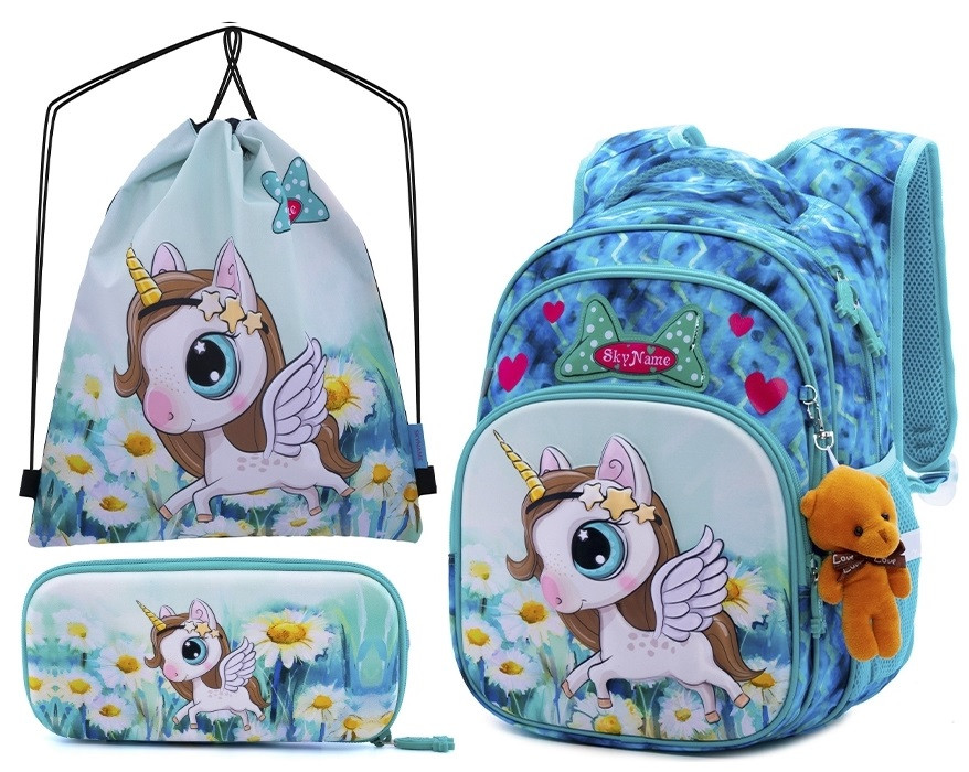 Рюкзак для дівчинки шкільний ортопедичний FullSet Winner One SkyName Єдиноріг R3-228