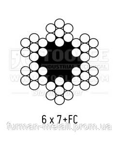 Оцинкований сталевий трос 5.00 мм., (пл. 6х7+FC) [100] EN12385-4