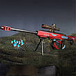 Іграшкова снайперська гвинтівка із лазерним прицілом. Снайперська гвинтівка для дитини. Снайперська гвинтівка червоного кольору, фото 3