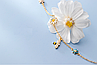 Браслет срібний Ромашковий сад з Бджолами, браслет з квітами і бджілкою з каменів, срібло 925 проби, довжина 18, фото 8