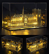 Металева збірна 3D модель Собор Паризької Богоматері з підсвічуванням 115*45*70 мм. Конструктор Нотр Дам де Парі, фото 3