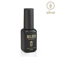 Каучуковый топ для гель лака с шиммером Милано серебро (Milano Rubber top gel Shimer) 12 мл