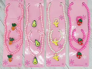 Дитячий набір біжутерії 3 предмета Фрукти 12 наб/уп.