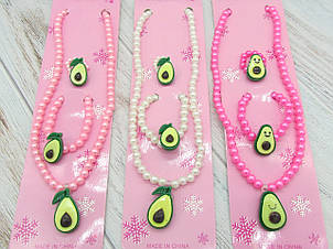 Дитячий набір біжутерії 3 предмета Авокадо 12 наб/уп.