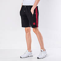 Чоловічі трикотажні шорти Adidas чорного кольору з червоними полосками