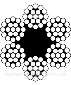 Оцинкований сталевий трос 5.00 мм., (пл. 6х19+FC) [100] EN12385-4