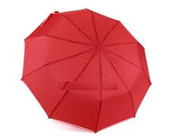 Однотонный женский зонт полуавтомат на 10 спиц красный с розовой каймой