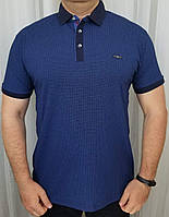 Мужская рубашка с коротким рукавом темно синий цвет с воротником стойка