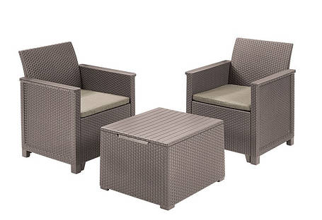 Комплект садових меблів Keter Emma balcony set, стіл-скриня, бежевий, фото 1