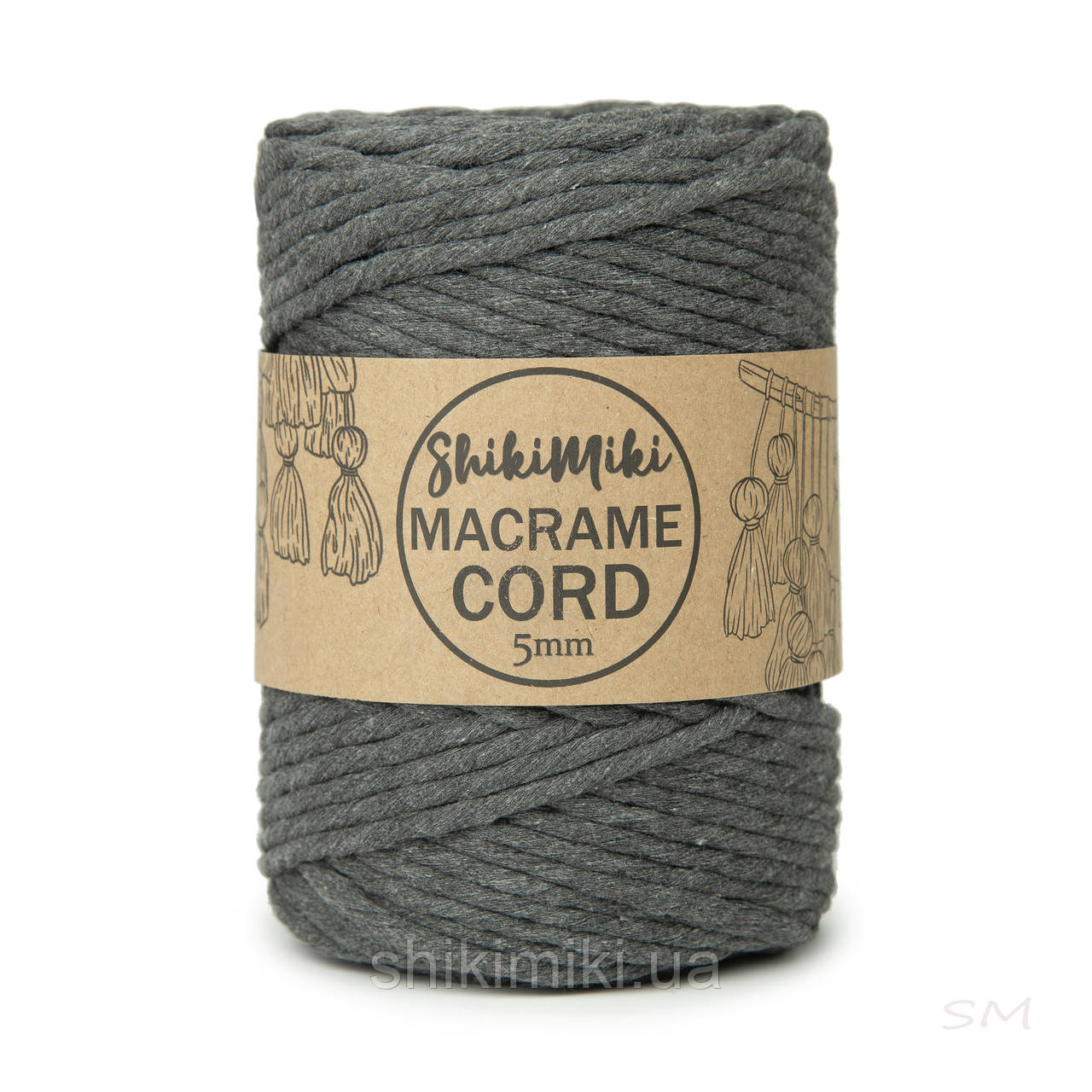 Еко шнур Macrame Cord 5 mm, колір Графітовий