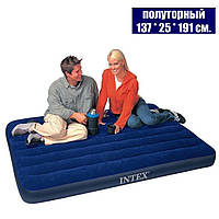 Надувний велюровий матрац 137*25*191 см. Intex 64758