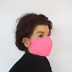 Маска захисна на обличчя багаторазова 2-шарова рожева (М2005)